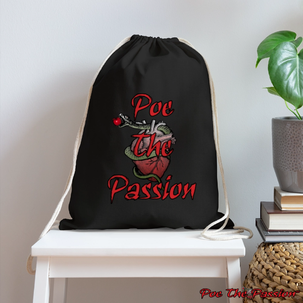 Poe The Passion Brand Logo-Cotton Sinch Bag, Black